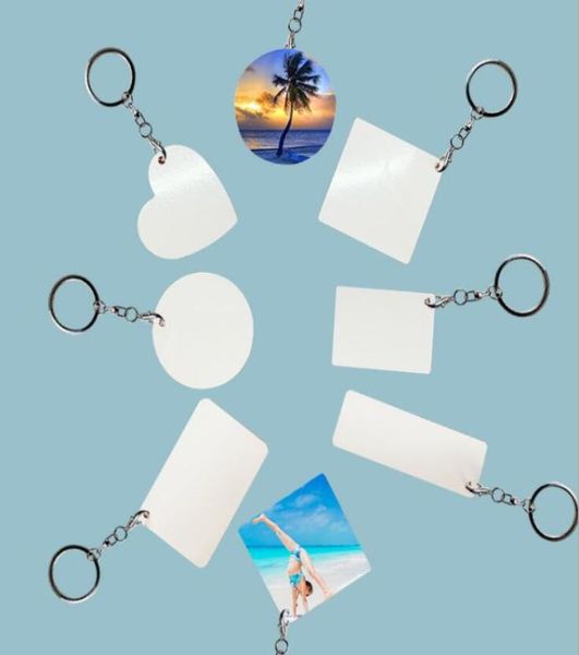 50 pièces pendentifs Sublimation en alliage d'aluminium porte-clés impression par transfert vierge bricolage consommables personnalisés porte-clés deux côtés imprimés 5856239