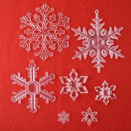 50 stks per kavel helder sneeuwvlok kerstboom decoratie accessoires thuis bruiloft decoratie prop decoratieve plastic sneeuwvlok