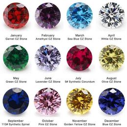 50pcs por total 600 piezas de 12 colores de cumpleaños redondas sueltas Zirconia Corundum Corundum Synthetic Gems CZ337R