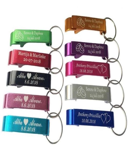 50pcs personnalisé gravé décapsuleur porte-clés porte-clés personnalisé cadeau de mariage faveur de mariage brasserie el Restaurant SH1904074670