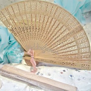 Gratis Verzending 50 stks Gepersonaliseerde Wooded Fans Trouwbedankjes Jubileum Giveaways Engagement Keepsake w/Organza Bag