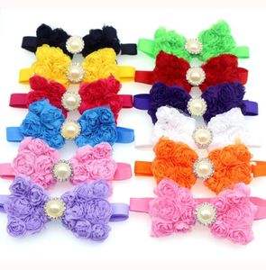 50pcs Pet Dog Ties Bow Ties Murffon Rose Diamond Ribbon Pet Bowties Chog Col Collar accessoires de toilettage Shop2661363