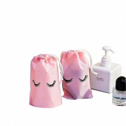 50pcs rose Eyel String sac pochette de maquillage cosmétique EVA givré impression emballage Ctainer avec cordon pour voyage j9nf #