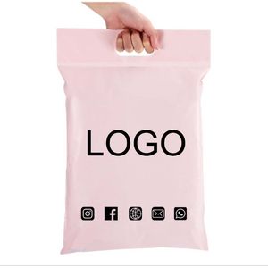 50 stcs roze handvat Express lope tassen koerier poly mailing kleur verpakking levering kleding op maat afdrukken 220704