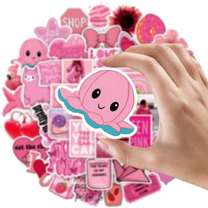 50 pièces rose coeur Skateboard autocollants pour voiture bébé journal téléphone portable enfants jouets décalcomanies bricolage