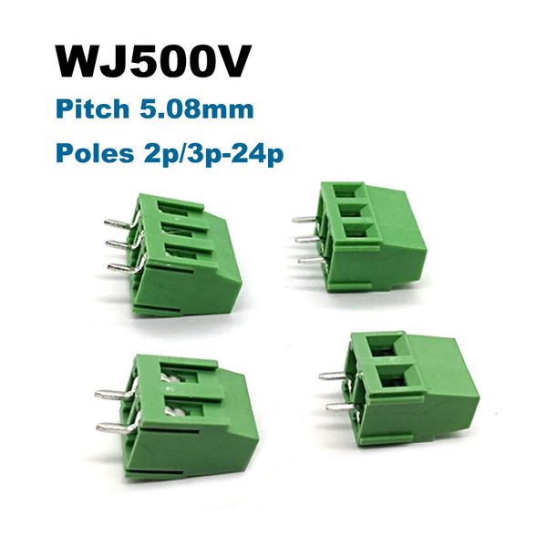 50pcs Pitch 5,08 mm PCB Vis Terminal Connecteur de blocs de borne Straitement 2 / 3pin WJ500V / H MORDEATTIERA Câble de fil électrique 10 / 20A 2,5 mm2