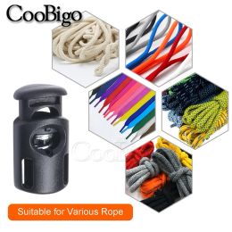 50 piezas de tope de cable de plástico Spring Toggle Clamp Clamp para paracord Drawstring Cording Lanyard Sorteo Ropa Negro Negro de un solo agujero