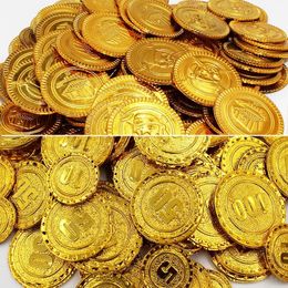 50pcs Plastic Pirate Gold Coin Game Denomination Gems Childrens Party Supplies Halloween Decor Ation Toys 88 240419