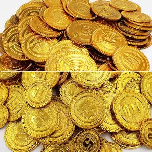50pcs Plastic Pirate Gold Coin Game Denomination Gems Childrens Party Supplies Halloween Decor Ation Toys 88 240419