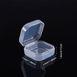 50pcs Plastic Transparent Bead Conteners Cube Boîte de rangement Cube Petits articles Nail Art Craft Strade Organizer Case 3.5x3.5x1.8 cm