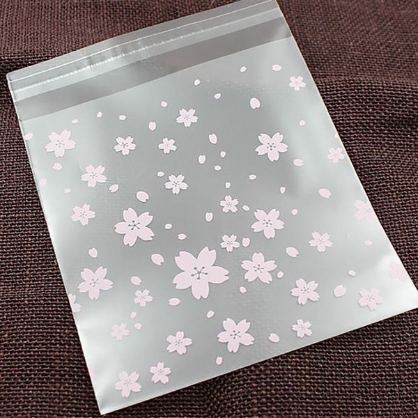 Bolsa autoadhesiva de flores de cerezo transparente de plástico, bolsas pequeñas autoselladas para embalaje de joyería, dulces, regalo, 50 Uds.
