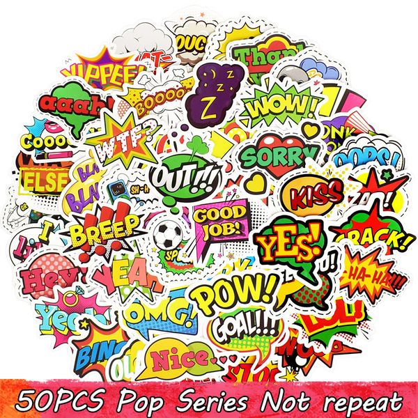 50 PCS Populaire Pop Style Texte Autocollants Chaud Internet Langue Stickers Jouets pour Adolescents LOL Autocollants Gadgets Cadeau à DIY Ordinateur Portable Vélo Planche À Roulettes