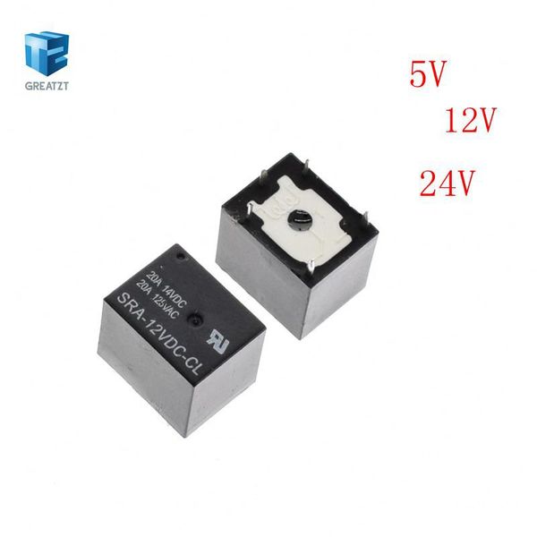 Freeshipping 50PCS Relés de potencia SRA-05VDC-CL SRA-12VDC-CL SRA-24VDC-CL 5V 12V 24V 20A 5PIN T74 5PIN CMA51 HFKW DC Mini relé de potencia