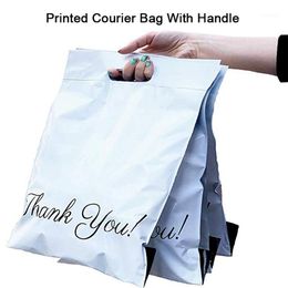 50pcs imprimé fourre-tout Express sac avec poignée courrier auto-scellant adhésif Eco étanche plastique Mailing1263u