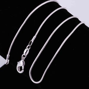 50 stks promoties (16 tot 30 inch) Mooie mode zilveren kleur charm 1mm slang chain ketting voor vrouwen mannen sieraden