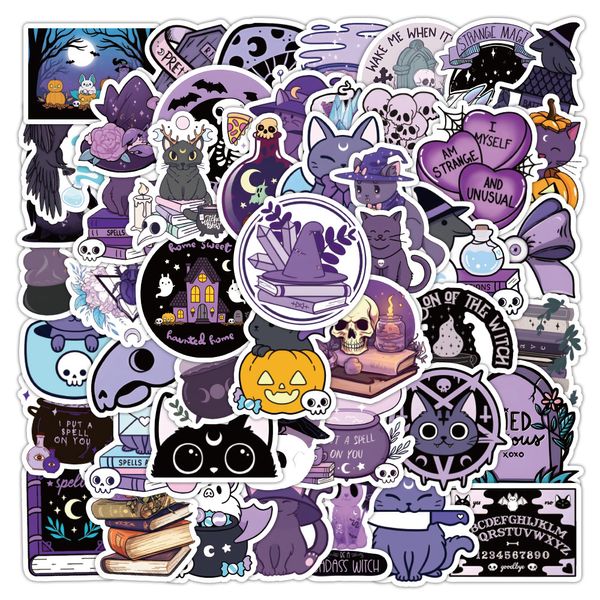 Lot de 50 autocollants magiques violets en vinyle imperméables non aléatoires pour ordinateur portable, skateboard, moteur, bouteille d'eau, snowboard, carnet de notes, stickers muraux de voiture, cadeaux pour enfants