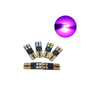 Ampoules de voiture LED Canbus sans erreur, violet T10 3030 8SMD 194 168 2825 W5W, pour lampes de dégagement, éclairage de plaque d'immatriculation 12V 24V, 50 pièces