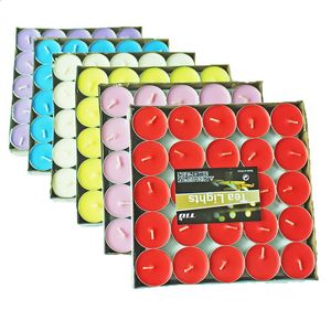 50 stuks Ronde Aromatherapie Kaars Verjaardag Romantische Rookloze Sfeer Gift Props Bruiloft Decoratie Theelichtje Wax 240122