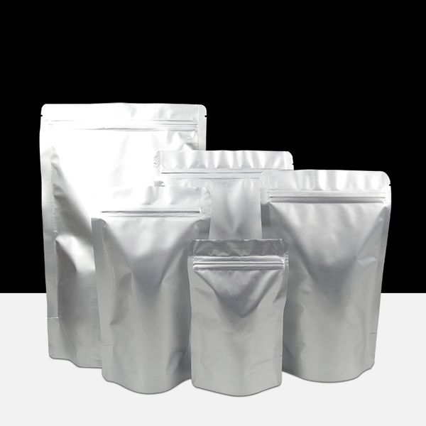 50pcs coin rond en aluminium sac Ziplock Stand up feuille d'aluminium confiture ail emballage sac café grains pochette