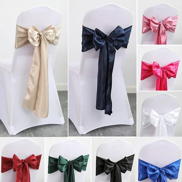 50pcs Satin chaise nouée Sashes DIY MARIAGE INDOOR BOWS Ribbon Butterfly Ties Party Event El Banquet Fair Decor 231222