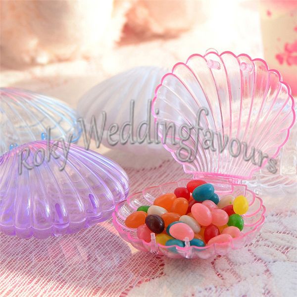 LIVRAISON GRATUITE 50PCS Seashell Favor Boxes Bridal Shower Birthday Party Supplies Baby Shower Casamento Wedding Souvenir Gifts