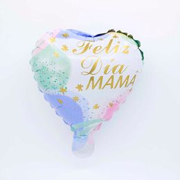 50 stks / set 10 inch Spanish Happy Mother's Day Foil Ballonnen Feliz Dia Mama Helium Globos Party Decorations Gift Levert 210626