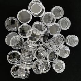50 piezas/set 2.5ml joyas de plástico transparente de joyas de plástico Caja de almacenamiento de brillo de maquillaje pequeños frascos redondos de recipiente de maquillaje cajas de organizadores