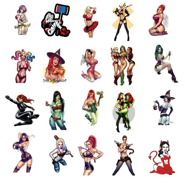 50pcs / Set Devil Girl sexy personnalité autocollant de voiture pour planche à roulettes Valise d'ordinateur Véhicule électrique Graffiti autocollant