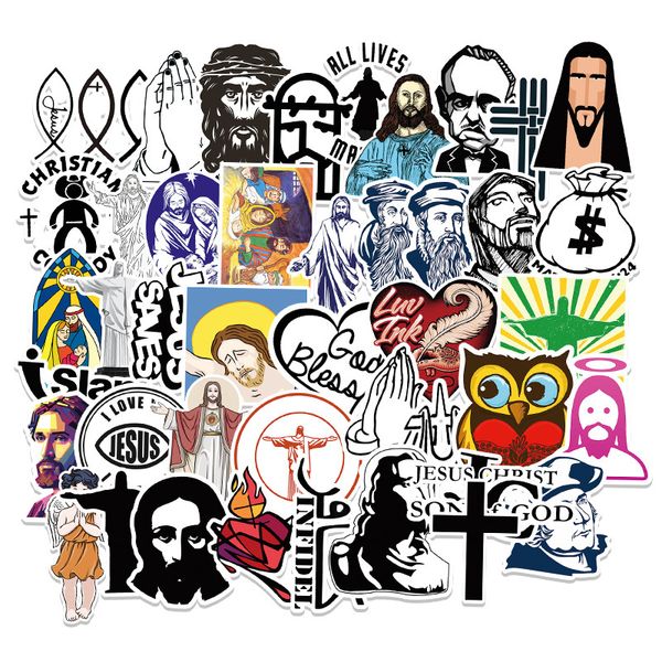 50 Pcs/ensemble Foi Guitare Autocollants PVC Originalité Église DIY Graffiti Stickers Pour Auto Bagages Moto Scooter Jeux Planche À Roulettes Portable Téléphone iPad Cadeau Décorer