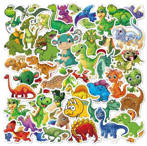 Juego de 50 Uds. De papel tapiz de dinosaurio para niños, divertido papel tapiz impermeable para monopatín, Maleta, teléfono, equipaje, pegatinas para ordenador portátil, juguetes clásicos