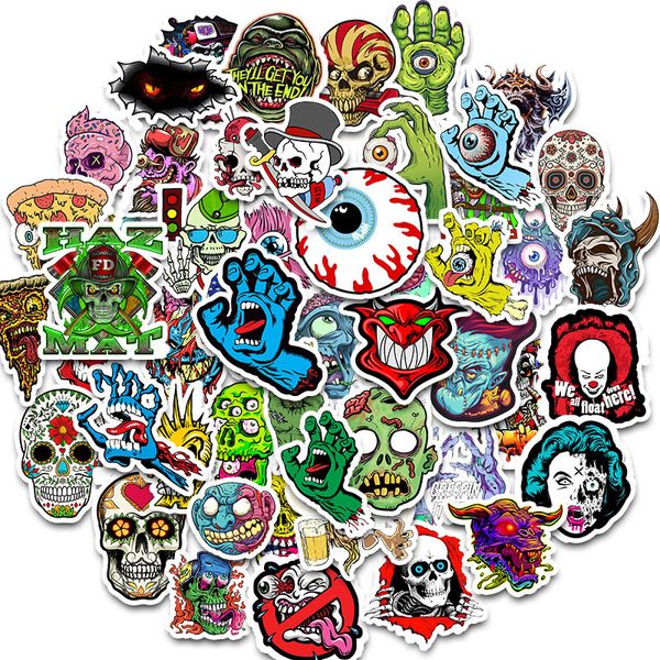 50pcs Ensemble d'ordinateur portable étanche Skull Horrible autocollants Graffiti Patches autocollants autocollants et décalcomanies Bicycle de moto S294E