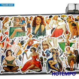 50 stks Sexy Schoonheid Retro Pretty Langbenige Kous Dame Meisje Telefoon Laptop Auto Stickers Pack voor DIY Bagage Gitaar Skateboard Sticker C281q