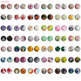 50 stks Siliconen Kralen 15mm Ronde Tie Dye Print Luipaard Baby Bijtring Speelgoed BPA Gratis voor Fopspeenketting Baby Molaire Accessoires 240123