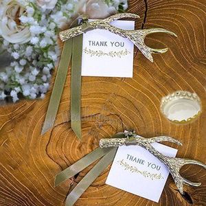 50 PCS Argent Antler Bouteille Décapsuleur Faveurs De Mariage Bridal Shower Event Parti Souvenir Anniversaire Cadeaux