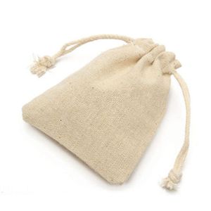 Bolsa pequeña de 50 Uds., bolsa de lino Natural, saco de yute de arpillera con cordón, bolsa de regalo con cordón