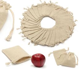 50 -stks kleine linnen zakken zakje jute zakken cadeaubogingen trekkoord tas sieraden kerstcadeau zakje voor thuisfeest opslag 10 cmx8cm41222224