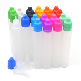 50pcs doux PE 30 ml stylo forme bouteille en plastique avec bouchon coloré e-liquide Long mince vide compte-gouttes Vail 1SBB