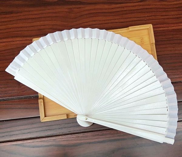 50 Uds. Abanico de mano plegable de madera blanca española, regalo de recuerdo de fiesta, abanico de baile de graduación para boda, envío gratis