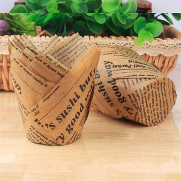 50pcs SPAPER Style Cupcake Liner Baking Cup Gift Moon Cake Packaging Wedding Candy Cardboard Box Conteneur Container 220811