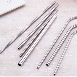 50 stks roestvrij staal 8.5 "10.5" Straight Bend Drinken Straw Dia 6mm 8mm 12mm Rietjes Metalen Bar Familie Keuken