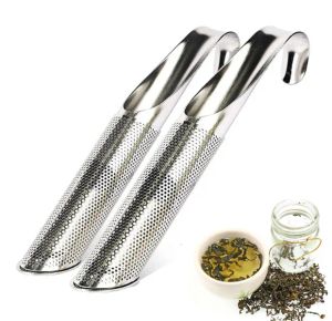 50 -stks roestvrijstalen thee -infuseerpijpstok stick metalen mesh zeeffilter Coffee Teaware Steiler met haak JL1664