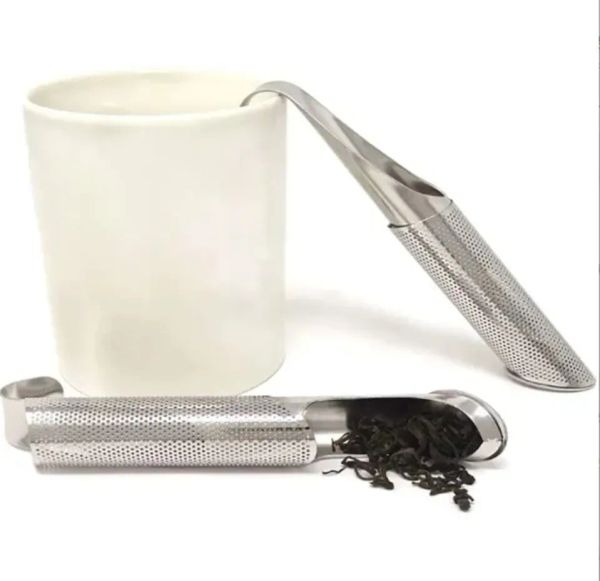 Infuseur à thé en acier inoxydable, 50 pièces, bâton de tuyau, passoire à maille métallique, filtre à épices, service à thé à café, plus raide avec crochet 1102