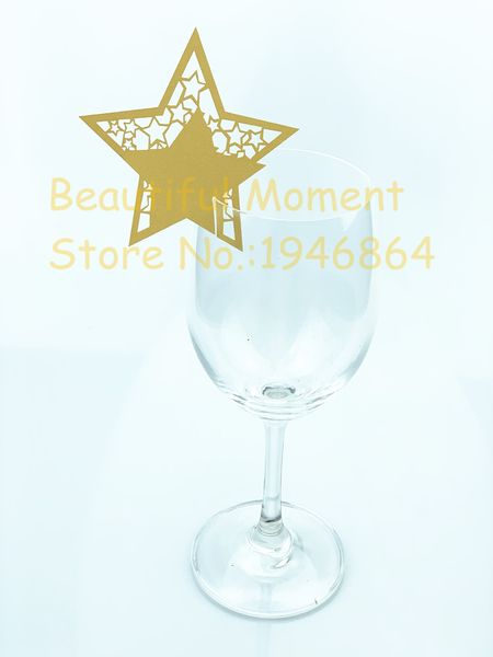 50pcs Star Shape Card Guest Name Card de mariage Coupe de vin de vin CARTES PLACE FAVOR