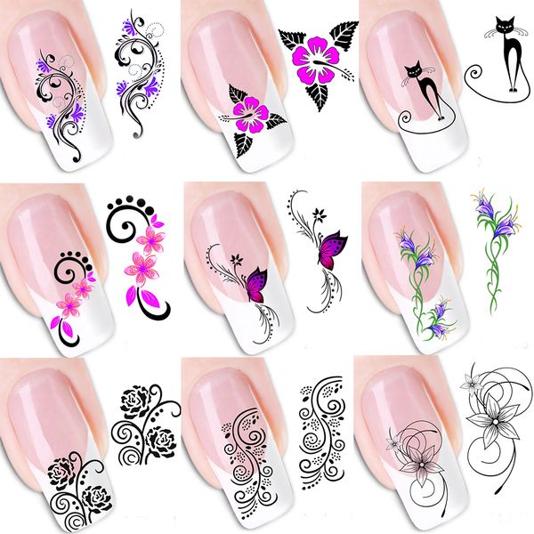 50 Stück Sommer heiße schöne Blumen Nail Art Aufkleber Wassertransfer Abziehbilder Nail Art Beauty Wraps Werkzeuge für Nagellack TRXF1422-1469