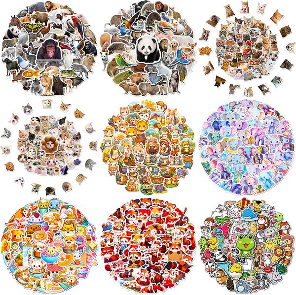 50pcs Super mignon Animaux de ferme autocollants Panda Bunny Cat Tiger Toutes sortes Cartoon Graffiti Autocollants pour les enfants Élèves étanches Autochocable DIY DIY 11 styles