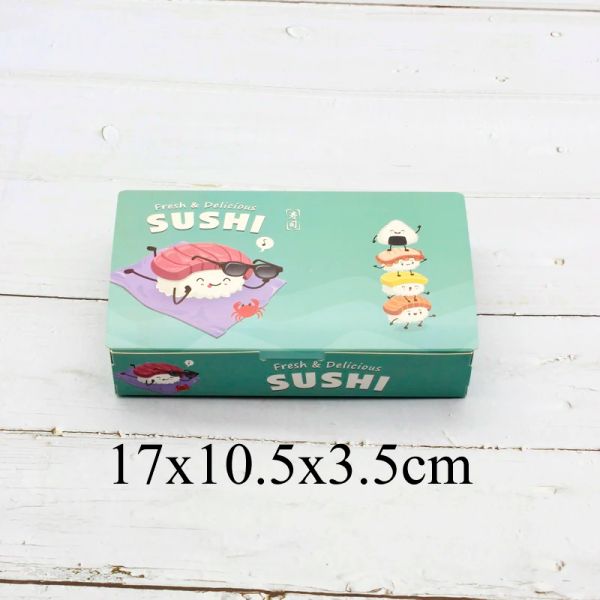 Boîte à sushis 50pcs Tendre l'emballage de restauration rapide en papier jetable boîtes d'emballage de papier sulf