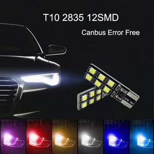 Ampoules de voiture T10 W5W 2835 12SMD LED Canbus sans erreur, 50 pièces, feux de dégagement pour 192 168 194 2825, feux de plaque d'immatriculation 12V