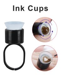 100pc Tattoo Inkt Cups / Caps Microblading Pigment Ring Cups voor Permanente Make 3D Wenkbrauw Borduurwerk Pigment Houder Tattoo Tools Accessoires