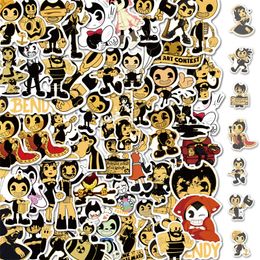 50 -sten terreurspel Bendy Stickers Bendy en de inktmachine Graffiti Kids Toy Skateboard Car Motorcycle Bicycle -sticker Sticker Sticker Groothandel