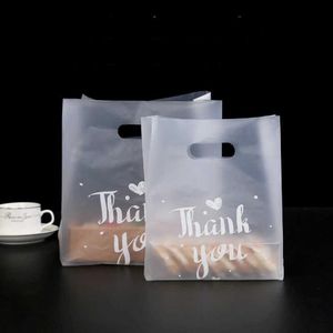 50pcs Merci Pain Sac En Plastique Bonbons Cookie Cadeau Sac De Mariage Faveur Transparent À Emporter Emballage Alimentaire Sacs À Provisions Y0712276C